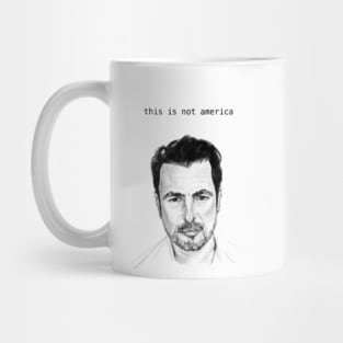 This Is Not America - Claes Bang (newspaper print) Mug